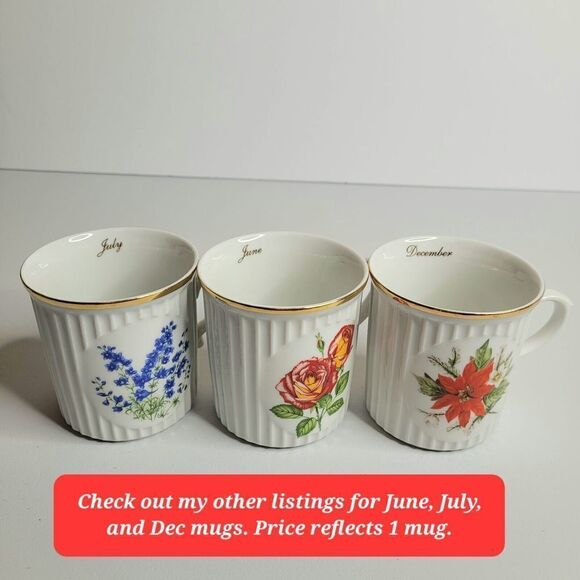 Original Bohemia Crown D JULY Flower of The Mth LARKSPUR Mug Cup Czech Republik - Picture 5 of 7